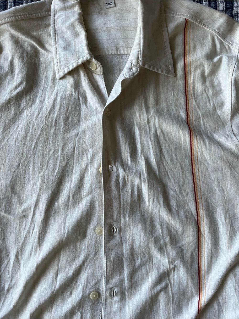 Calvin Klein Cream Button-Up with Light Tan Stripes